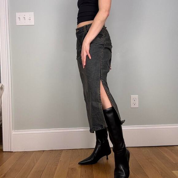 Dark denim midi maxi skirt side slit Y2K 90s fits like size medium by Lee - Picture 2 of 8